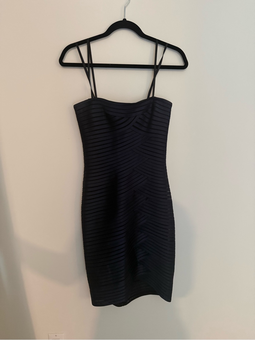 BCBGMaxAzria Navy Corset Bandage-Texture Mini Dress